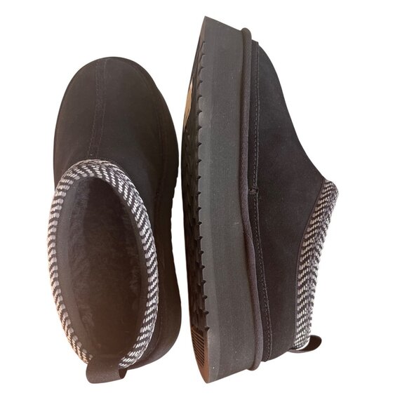 Koolaburra By UGG Women's Burree Platform Black Suede Slip-On Slippers With Chec - Picture 9 of 16